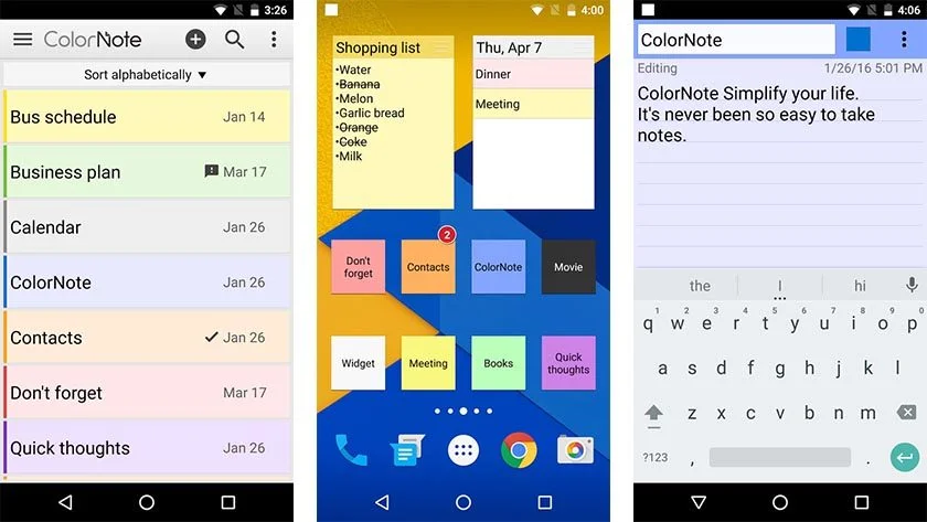 ColorNote is a fancy Note-Taking App for Android